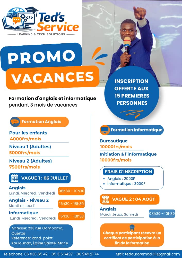 PROMO VACANCES – Formation d'Anglais & Informatique